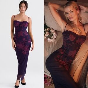 House Of CB 'Aiza' Grape Floral Print Maxi Dress